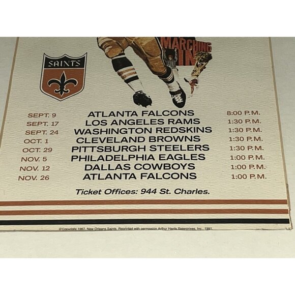 NFL New Orleans Saints 1967 Football Home Schedule Framed Matted Arthur Hardy 91 - Picture 3 of 6
